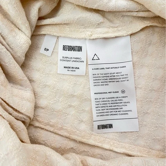 Reformation Adriel Tan Off‎ Shoulders Old Money Dress Buttoned Sundress 0 P XS - Picture 5 of 10